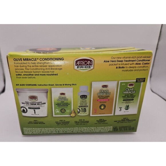 African Pride Olive Miracle Deep Conditioning No Lye Relaxer Regular 1 Kit JAN27 - Picture 3 of 5